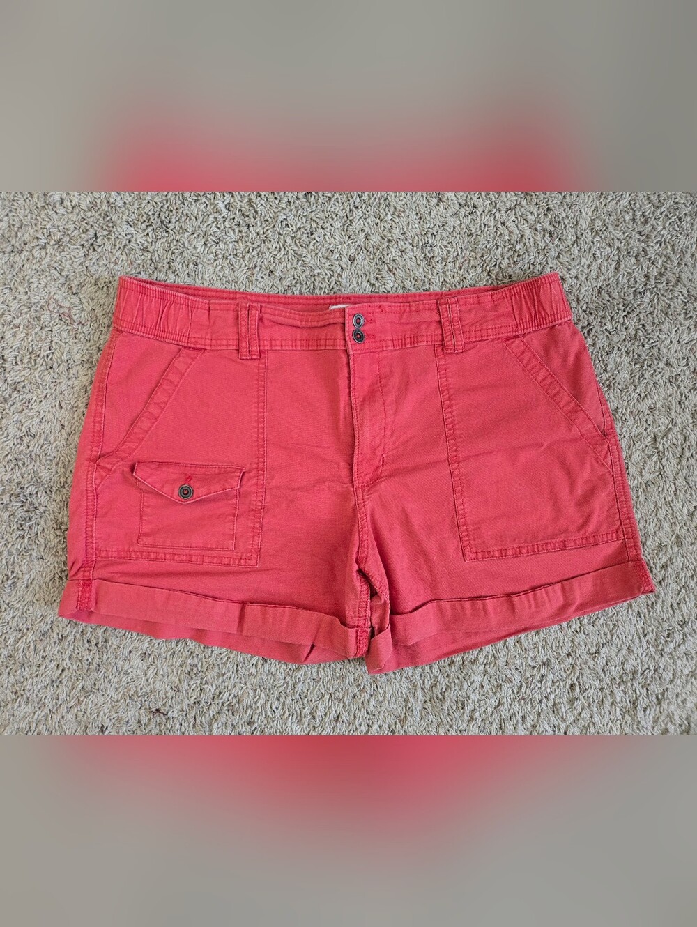 Coral Utility Cuffed Shorts